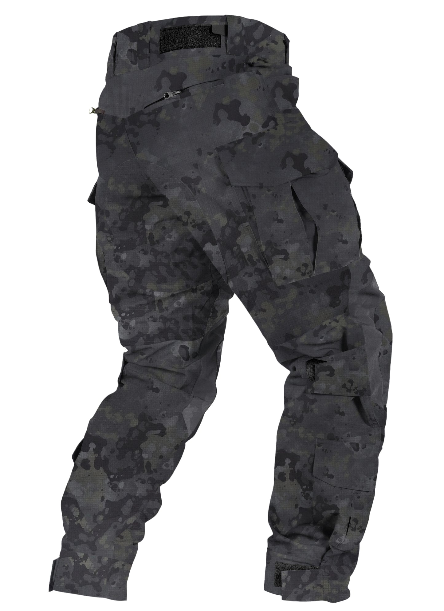 TRGPSG Men's Outdoors Camo Pants with Knee Pads, Camo Hunting Pants Waterproof Hiking Work Pants 10 Pockets (No Belt)