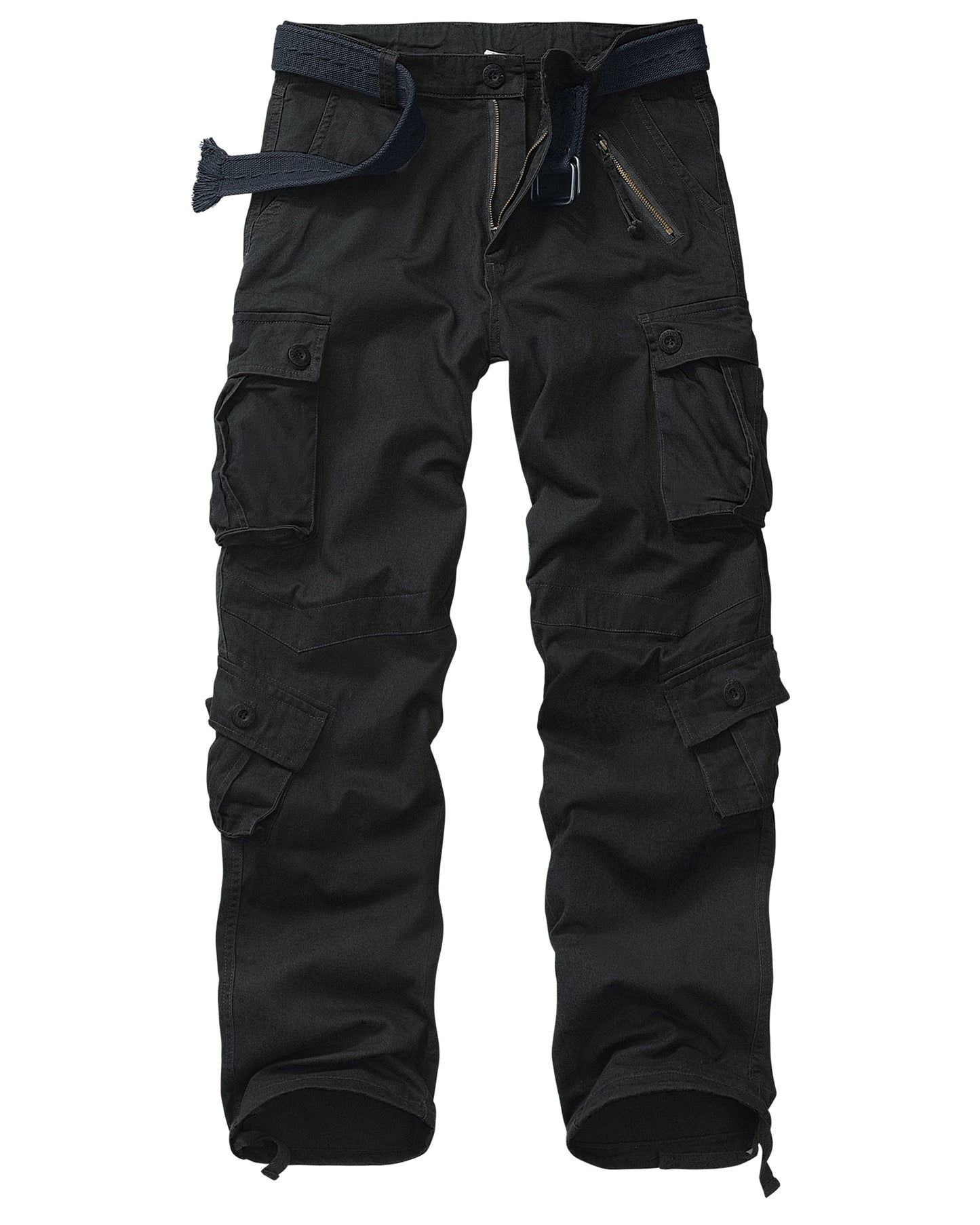 TRGPSG Men's Casual Relaxed Fit Cargo Pants Multi-Pocket Work Pants(No Belts)