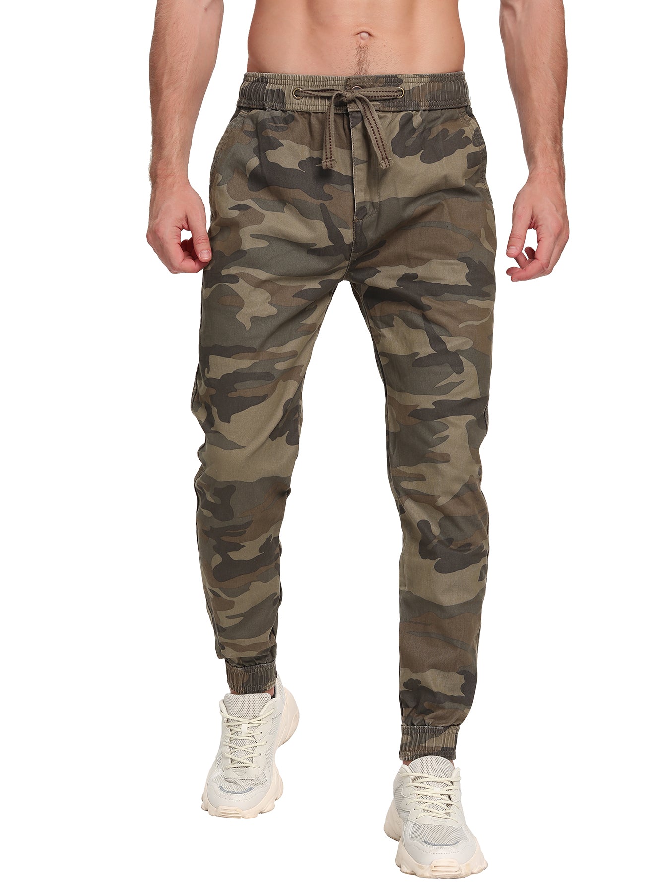 TRGPSG Men’s Joggers Pants Elastic Waist Camo Cargo Athletic Pants with Drawstring