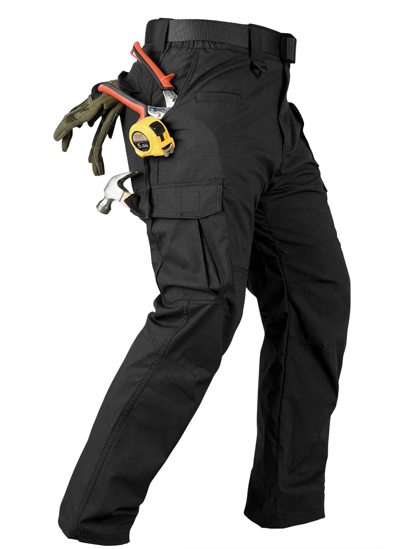 Work Pants for Men Stretch Ripstop Cargo Pants Lightweight Water Resistant Outdoors Pants with 8 Pockets( No Belt )