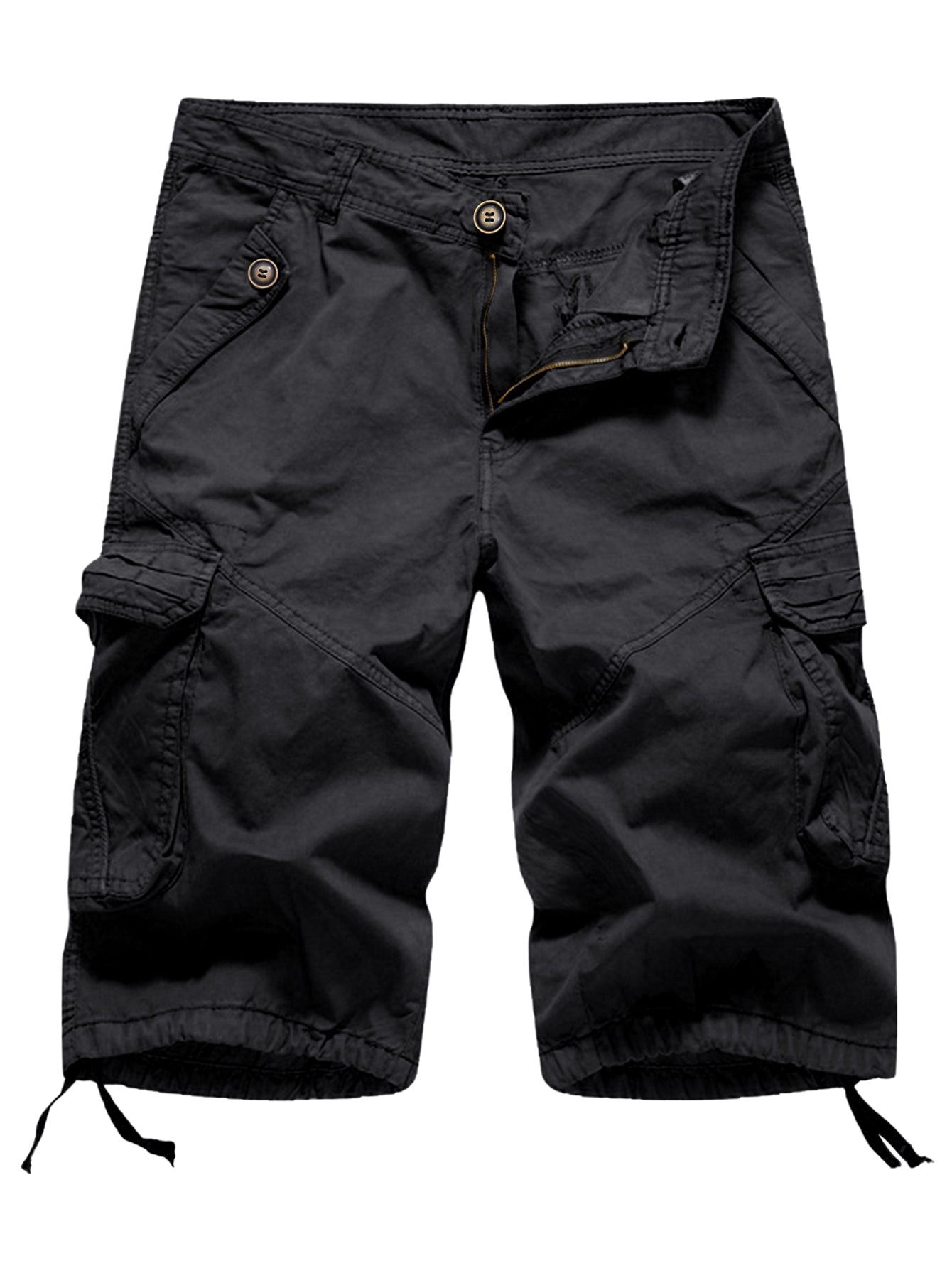 Women's Casual Fitted Multi-Pockets Twill Bermuda Cargo Shorts(No Belt)