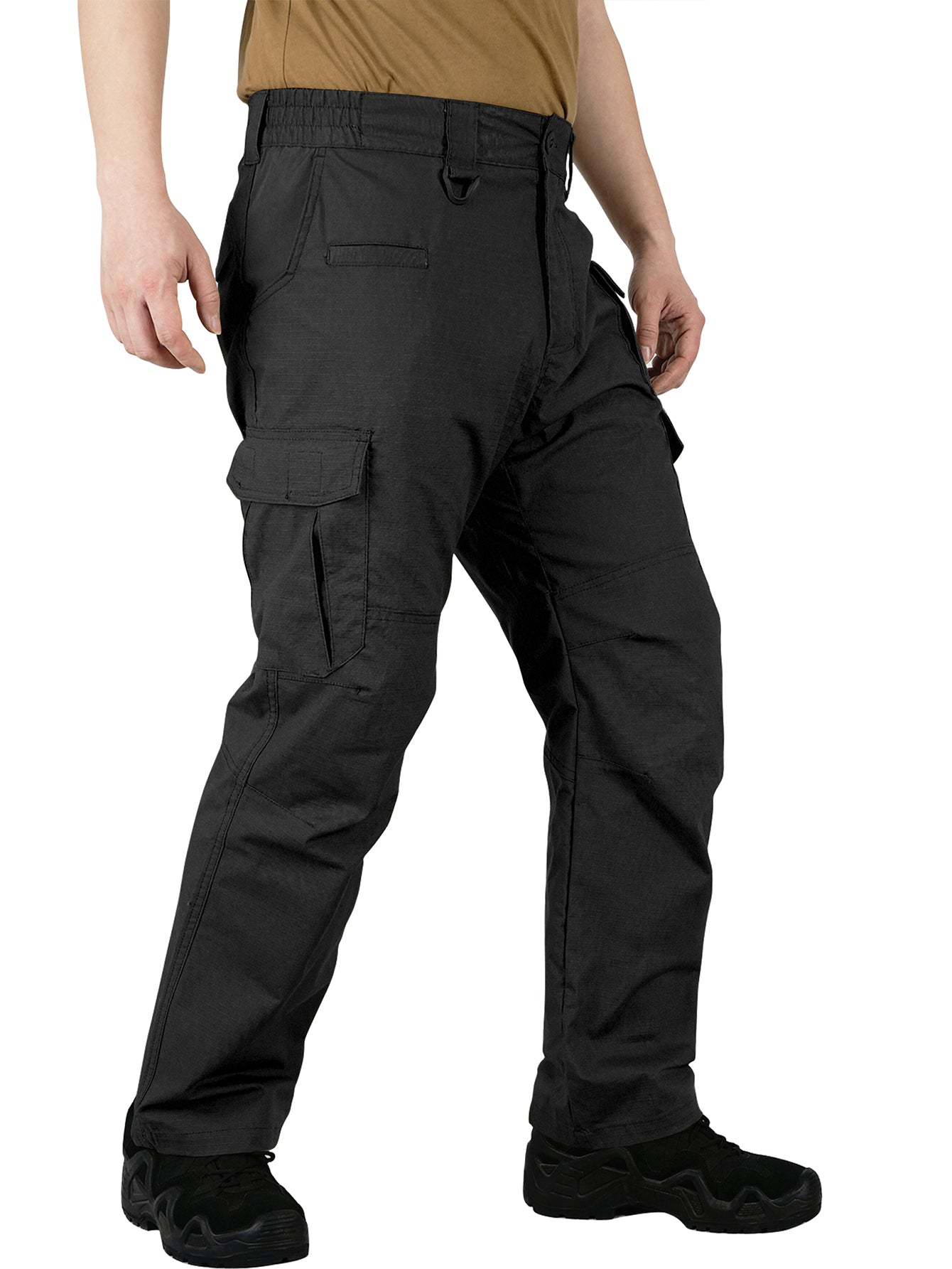 Work Pants for Men Stretch Ripstop Cargo Pants Lightweight Water Resistant Outdoors Pants with 8 Pockets( No Belt )