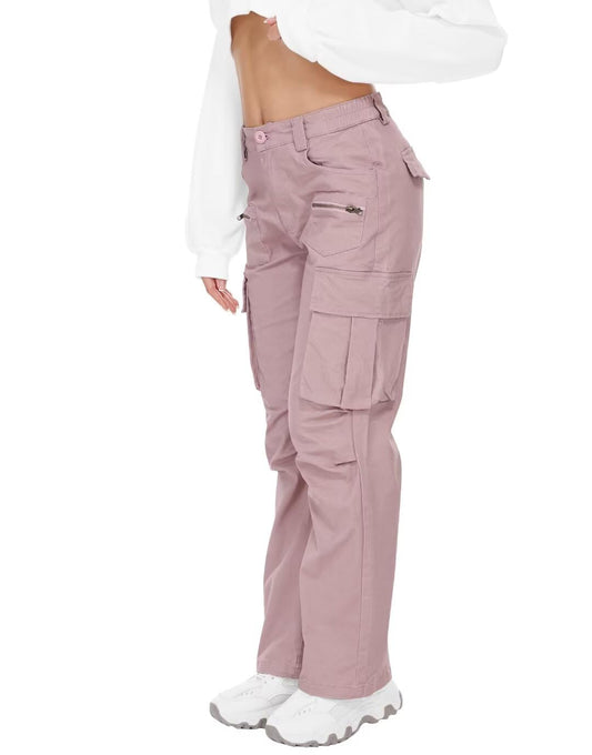 TRGPSG Cargo Pants Women High Waisted Wide Leg Pants Classic Casual Work Pants with 8 Pockets,(No Belts)