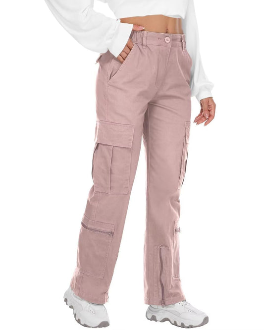 TRGPSG Cargo Pants for Women Y2K Casual Pants Parachute Pants Relaxed Fit Streetwear with Multiple Pockets(No Belts)