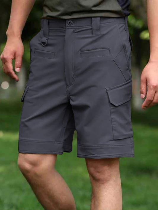 TRGPSG Men's Hiking Shorts Elastic Waist Tactical Work Shorts Lightweight Casual Fishing Cargo Shorts for Men with 6 Pockets