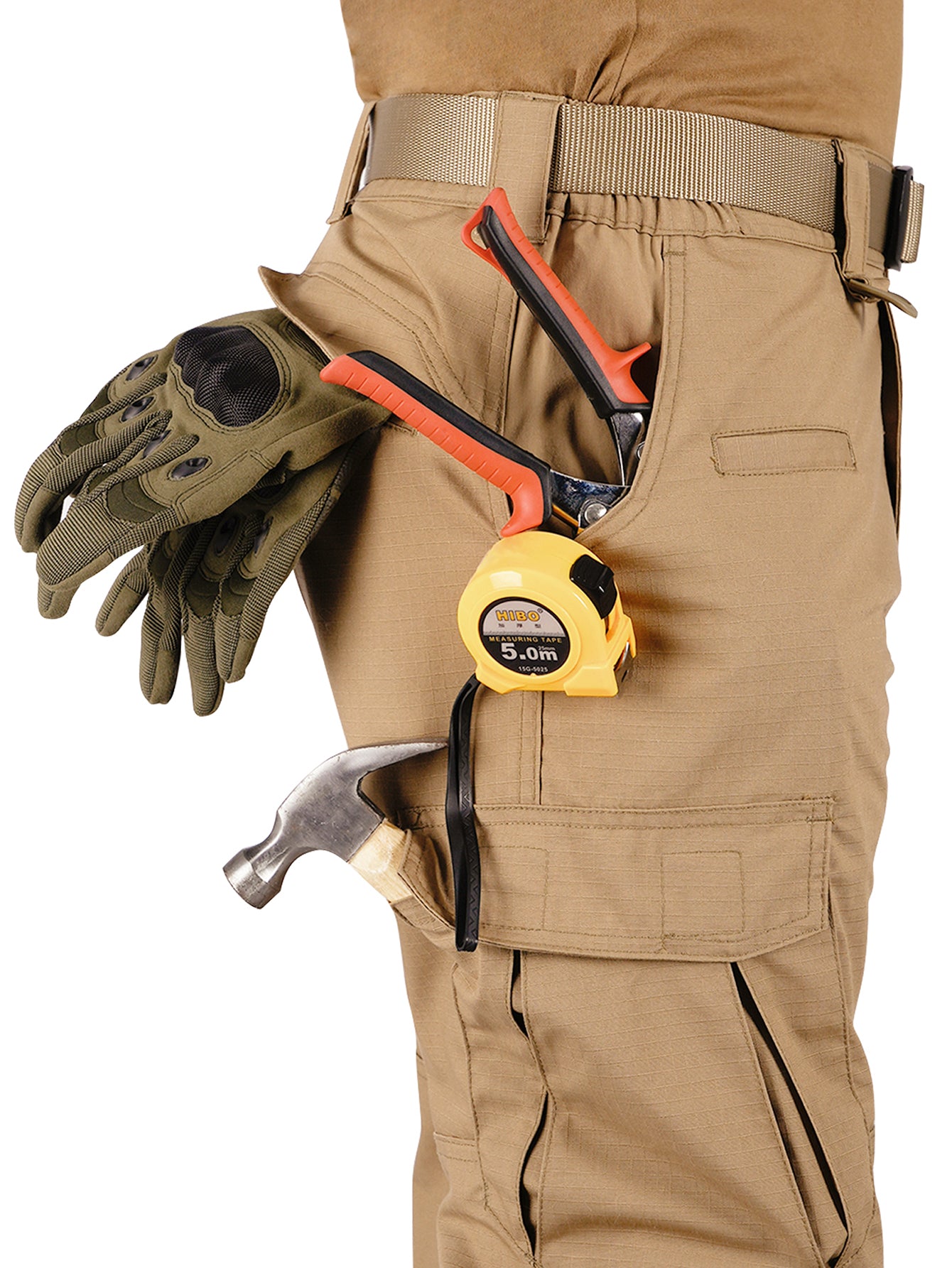 Work Pants for Men Stretch Ripstop Cargo Pants Lightweight Water Resistant Outdoors Pants with 8 Pockets( No Belt )