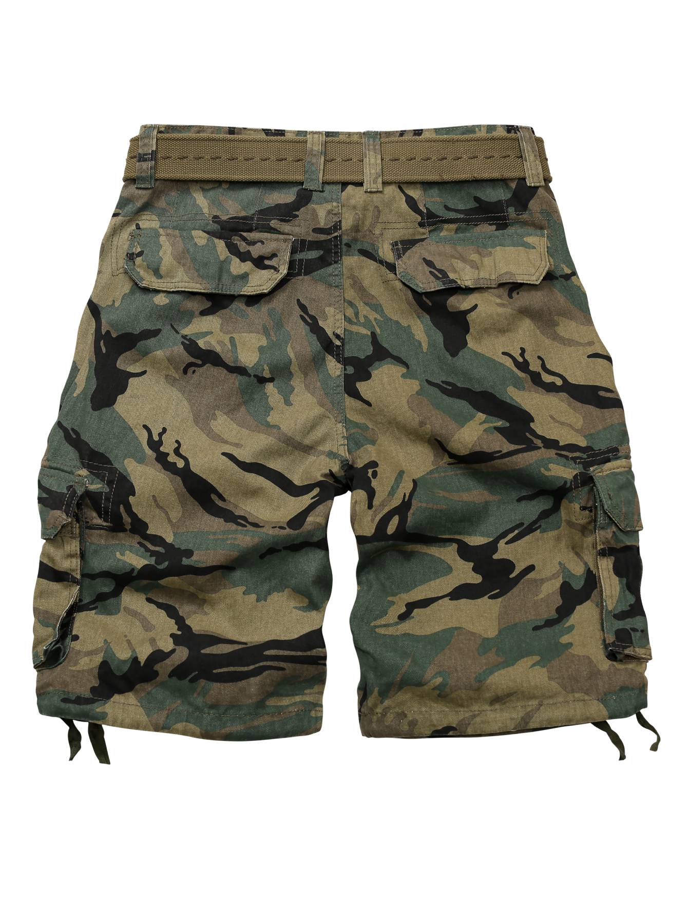 TRGPSG Men's Camo Multi-Pocket Relaxed Fit Casual Shorts,Outdoor Camouflage Twill Cargo Shorts 11" Inseam