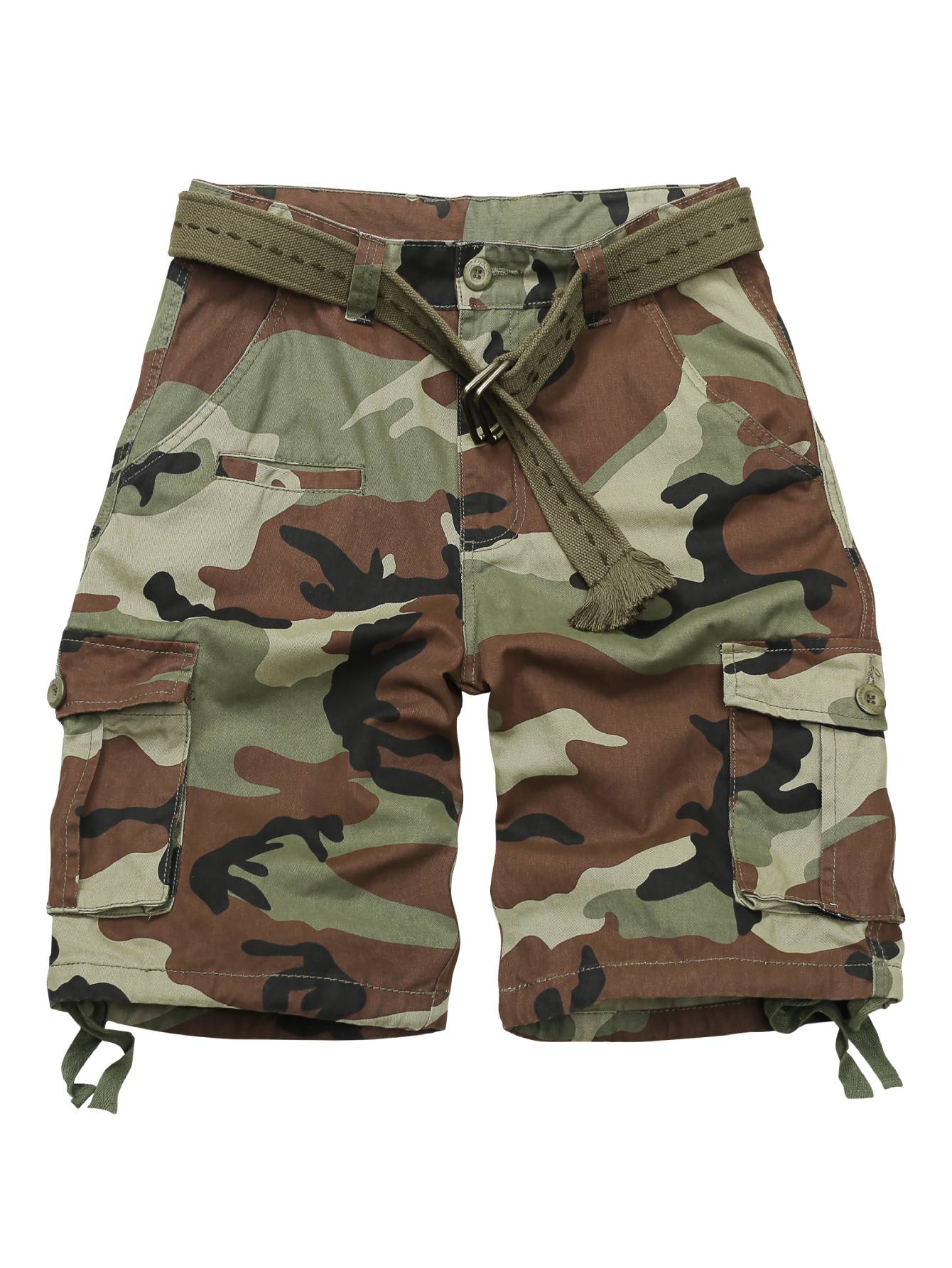 Men's Cargo Shorts with 7 Pockets, Non-tearable Comfy Cotton Camo Shorts,Causal Summer Work Shorts,Cargo Style(No Belt)