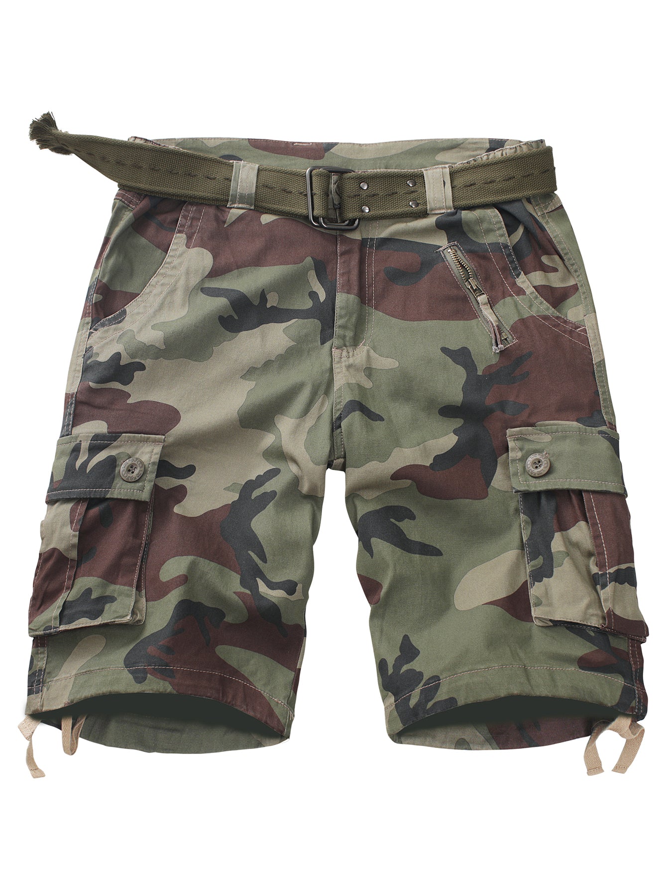 Women's Camo Casual Cargo Shorts Multi-Pockets Twill Bermuda Summer Shorts(No Belts)