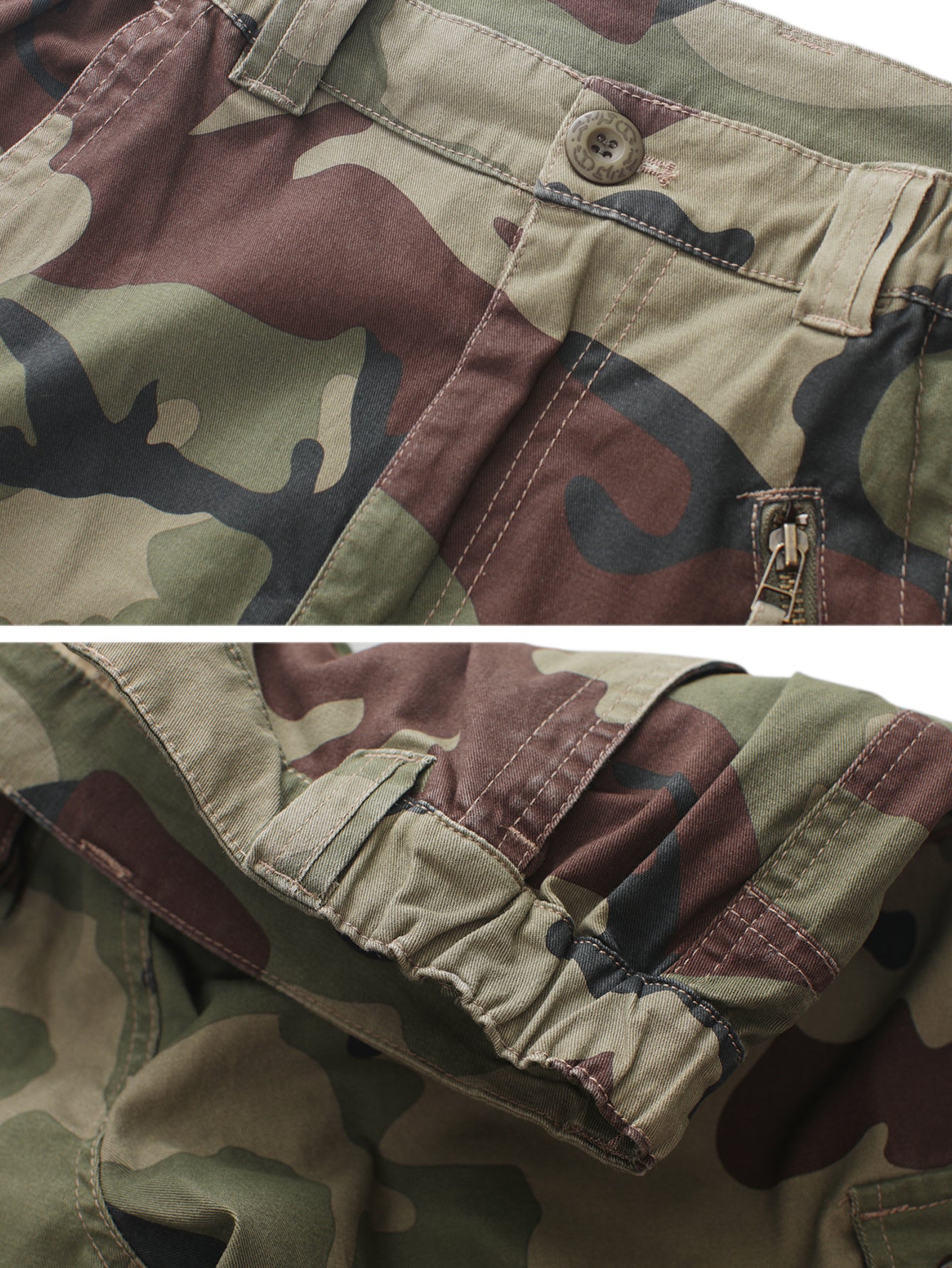 Women's Camo Casual Cargo Shorts Multi-Pockets Twill Bermuda Summer Shorts(No Belts)