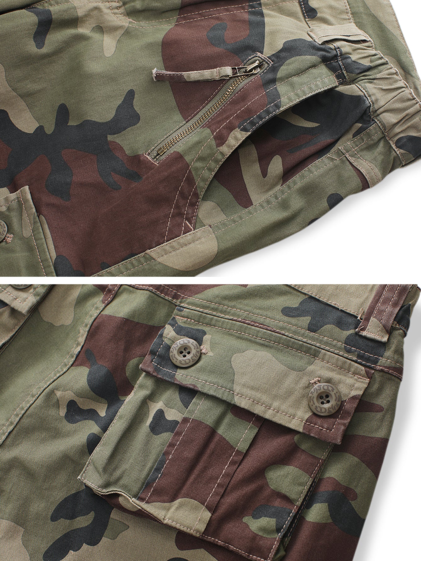 Women's Camo Casual Cargo Shorts Multi-Pockets Twill Bermuda Summer Shorts(No Belts)