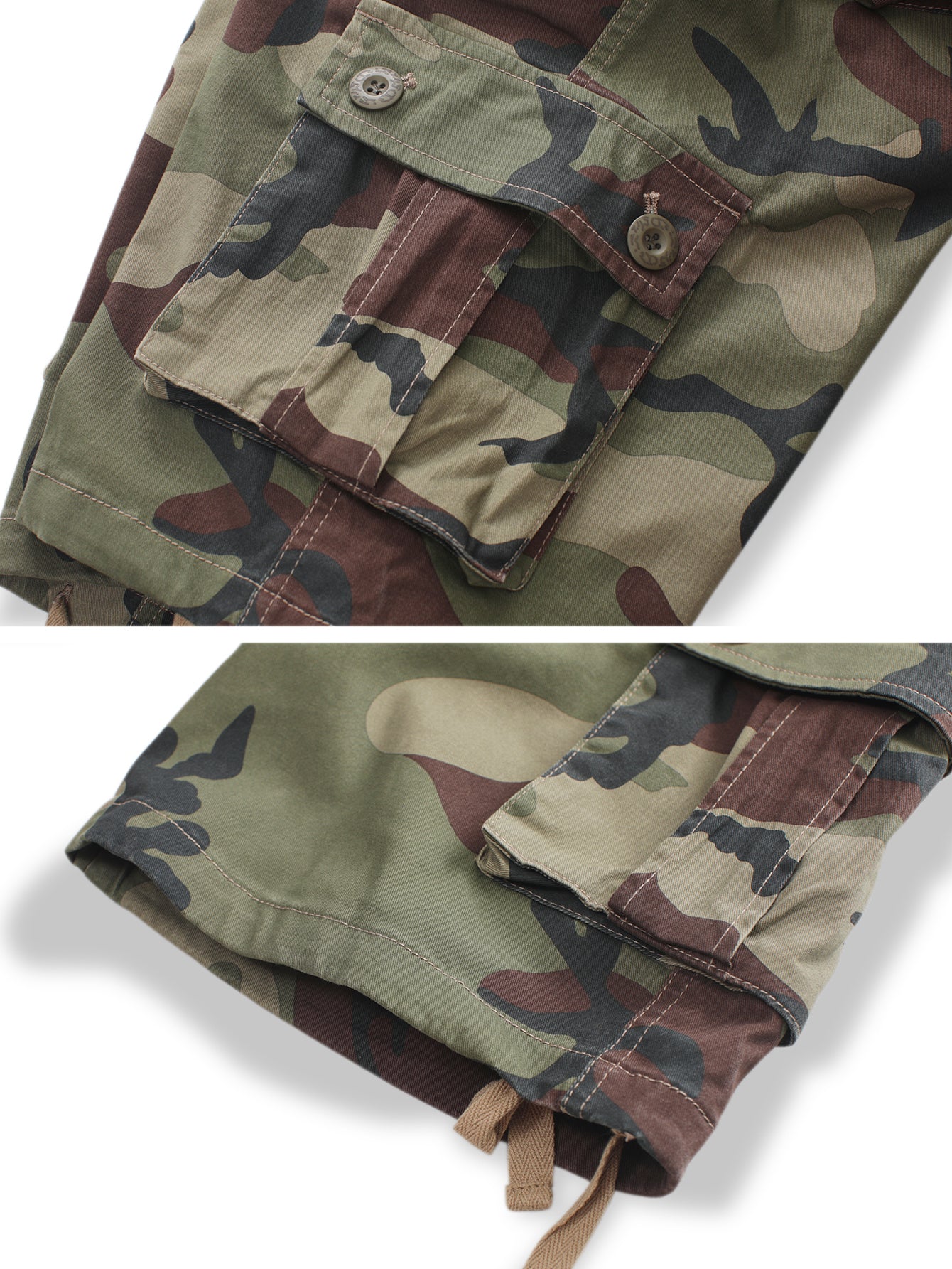 Women's Camo Casual Cargo Shorts Multi-Pockets Twill Bermuda Summer Shorts(No Belts)