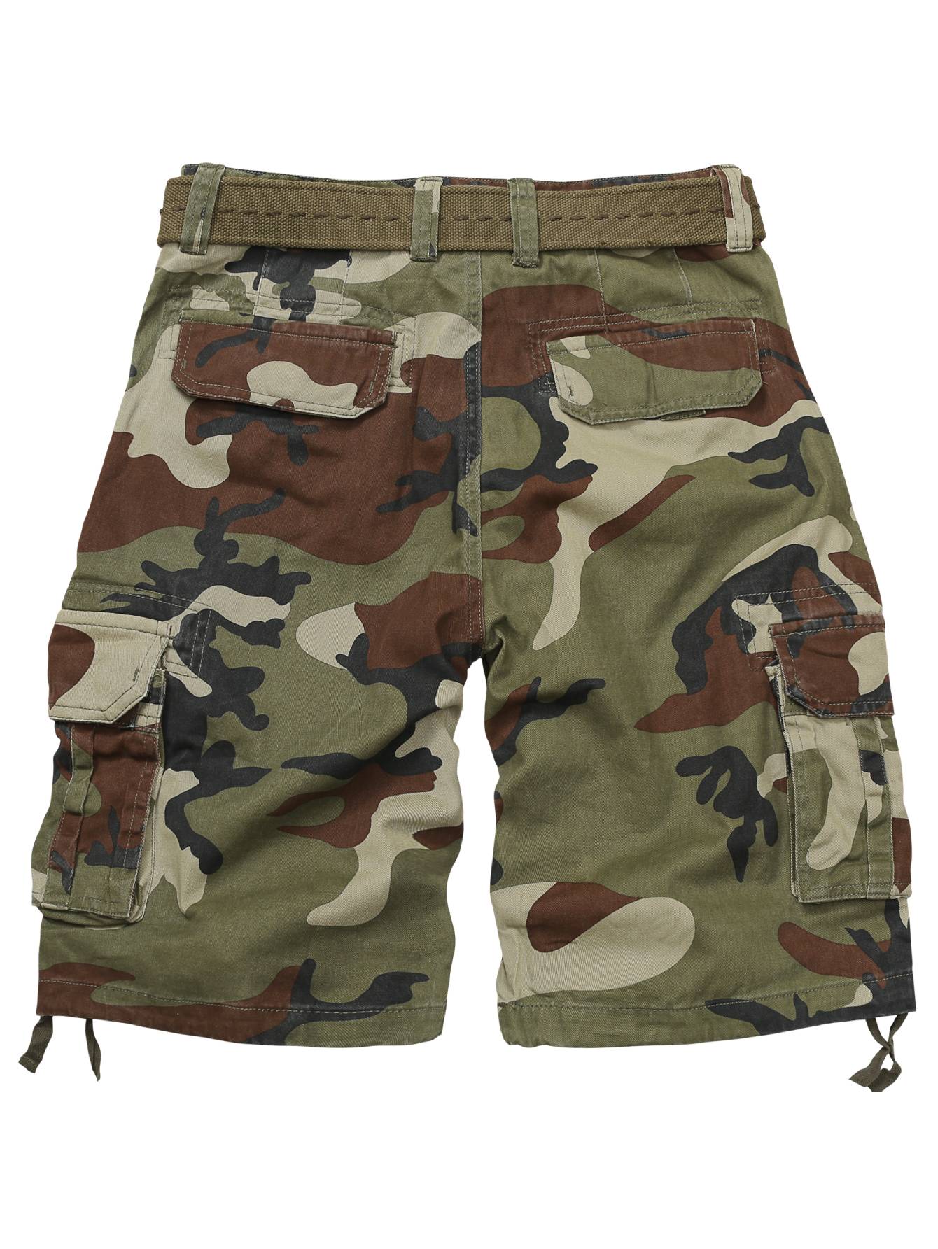 TRGPSG Men's Camo Multi-Pocket Relaxed Fit Casual Shorts,Outdoor Camouflage Twill Cargo Shorts 11" Inseam