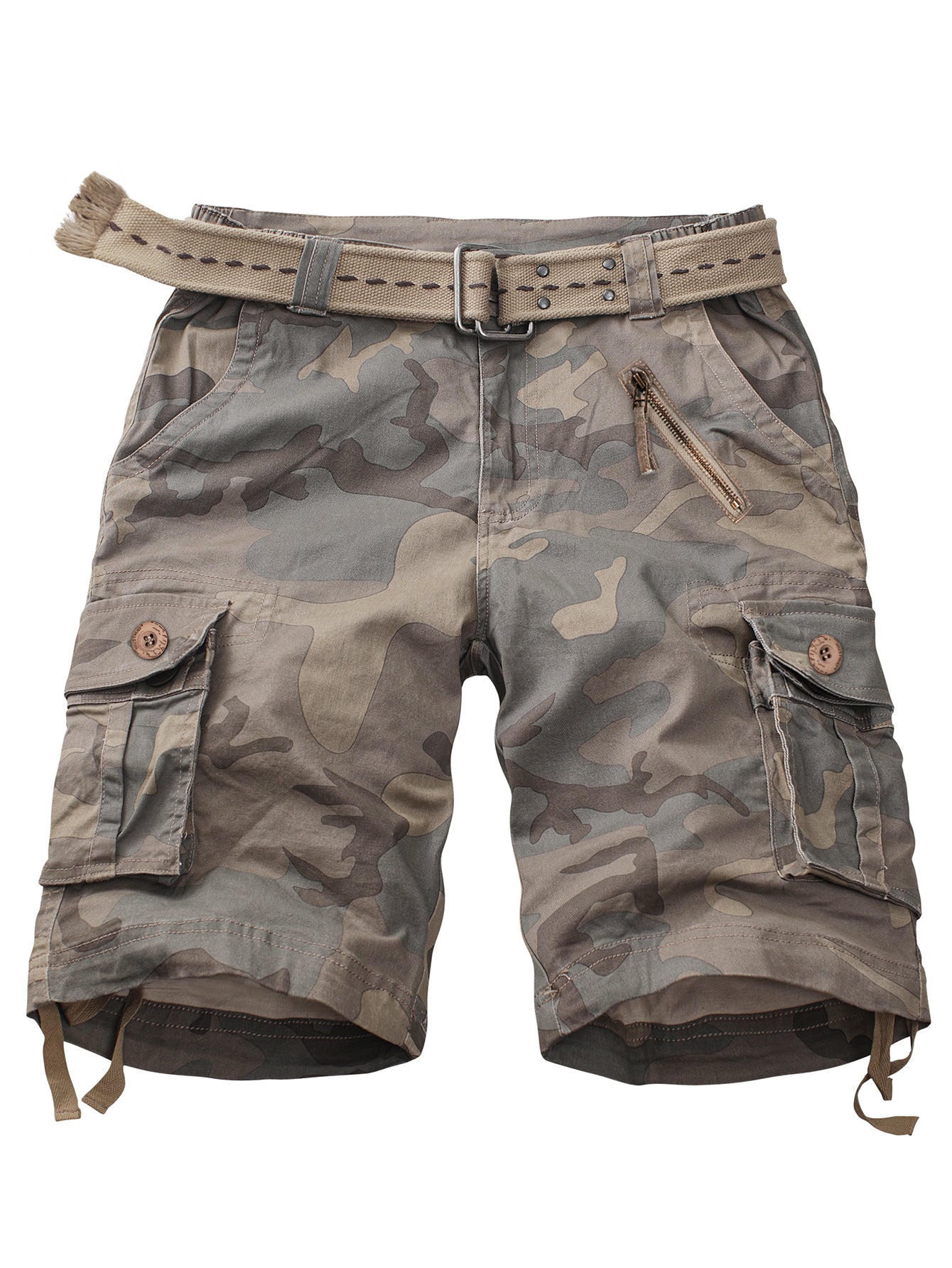 Women's Camo Casual Cargo Shorts Multi-Pockets Twill Bermuda Summer Shorts(No Belts)