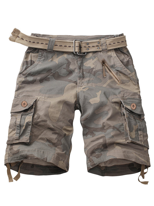 Women's Camo Casual Cargo Shorts Multi-Pockets Twill Bermuda Summer Shorts(No Belts)