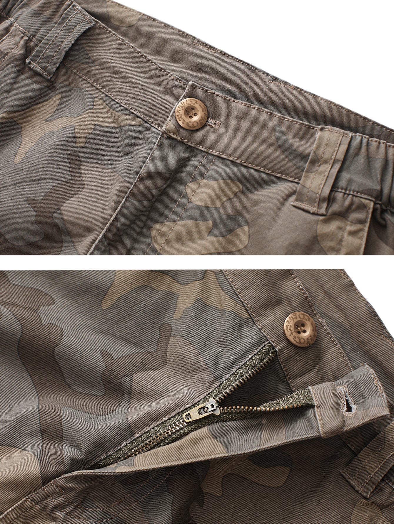 Women's Camo Casual Cargo Shorts Multi-Pockets Twill Bermuda Summer Shorts(No Belts)
