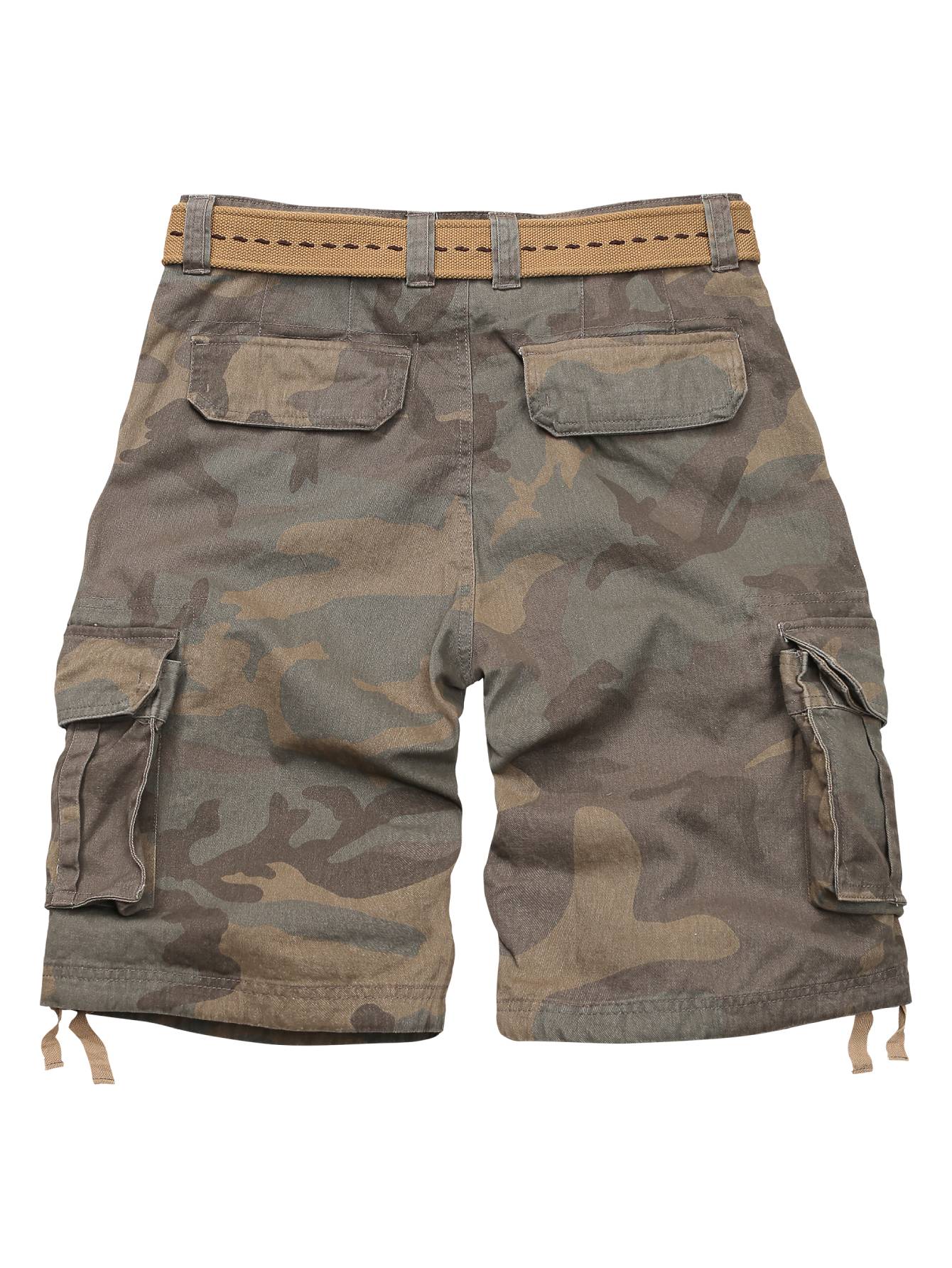 TRGPSG Men's Camo Multi-Pocket Relaxed Fit Casual Shorts,Outdoor Camouflage Twill Cargo Shorts 11" Inseam