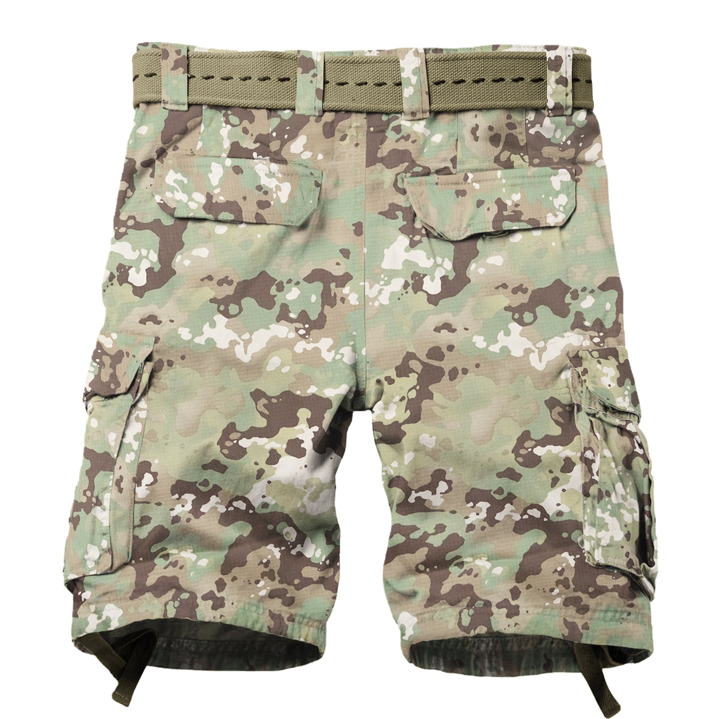 TRGPSG Men's Camo Multi-Pocket Relaxed Fit Casual Shorts,Outdoor Camouflage Twill Cargo Shorts 11" Inseam