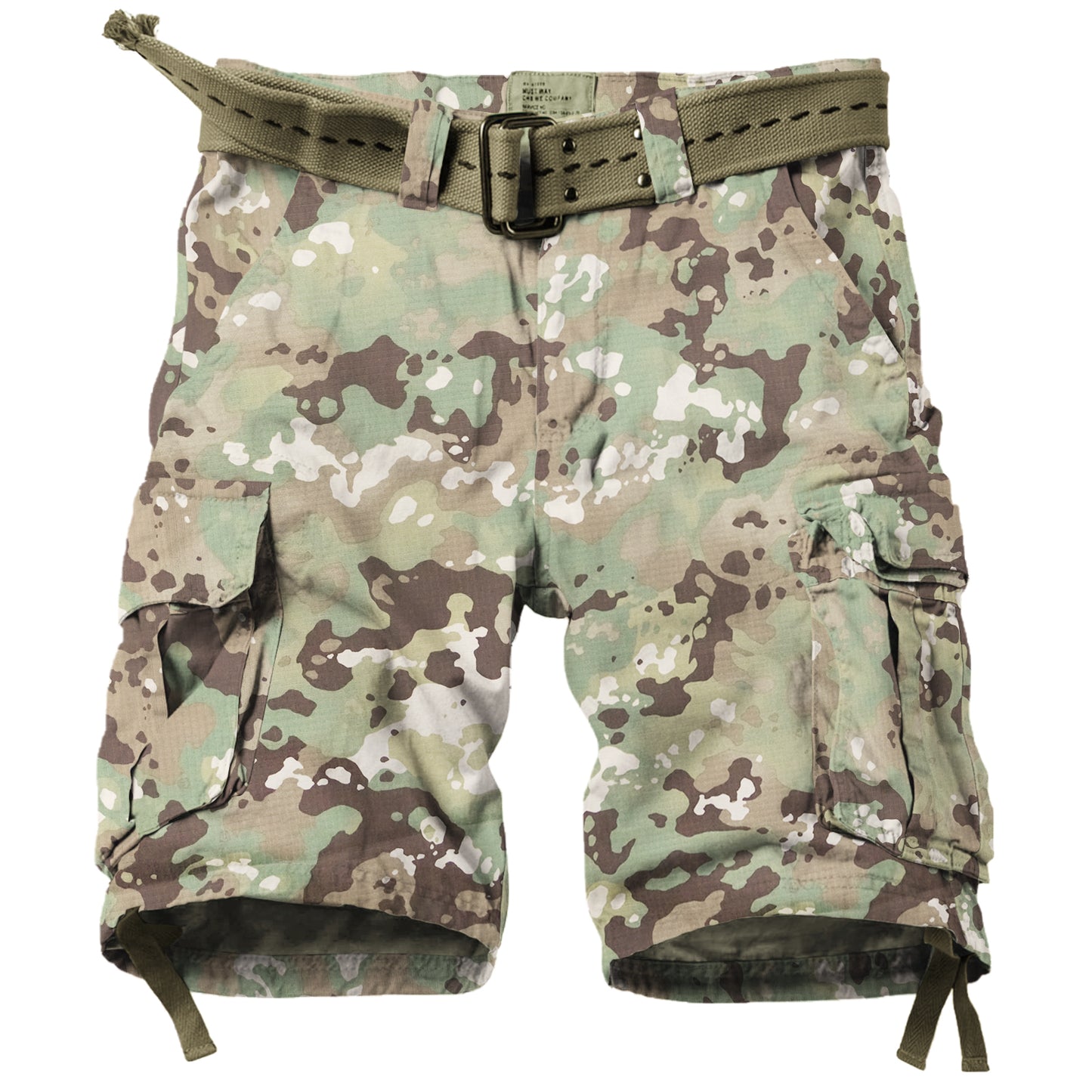 TRGPSG Men's Camo Multi-Pocket Relaxed Fit Casual Shorts,Outdoor Camouflage Twill Cargo Shorts 11" Inseam