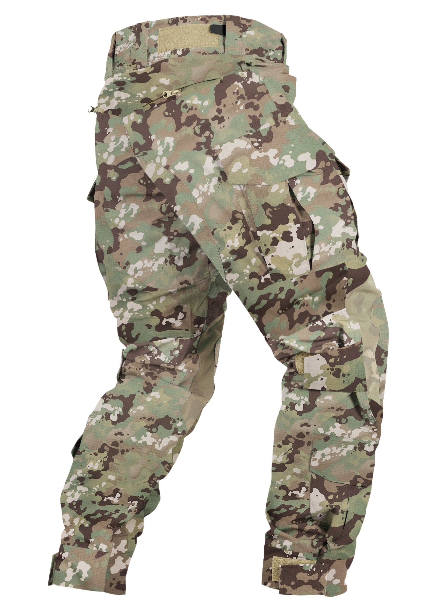 TRGPSG Men's Outdoors Camo Pants with Knee Pads, Camo Hunting Pants Waterproof Hiking Work Pants 10 Pockets (No Belt)