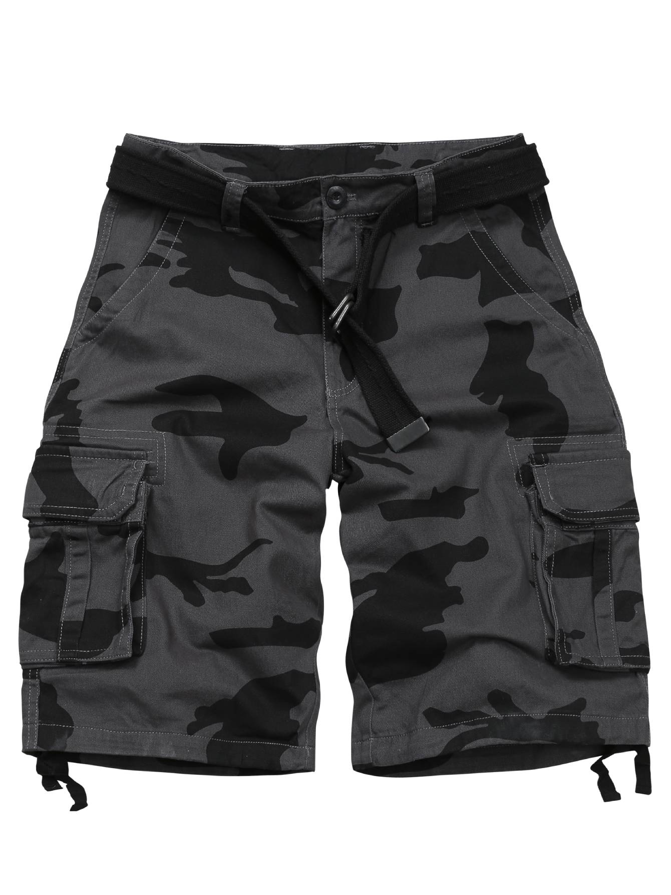 TRGPSG Men's Camo Multi-Pocket Relaxed Fit Casual Shorts,Outdoor Camouflage Twill Cargo Shorts 11" Inseam