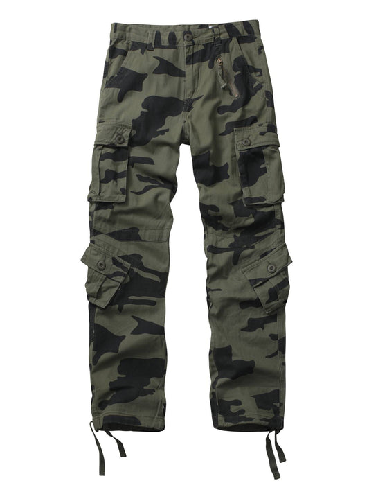 TRGPSG Casual Camo Cargo Pants Multi Pocket Work Pants(No Belts)