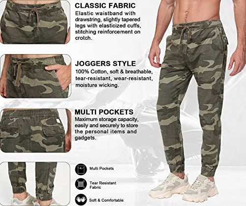 TRGPSG Men’s Joggers Pants Elastic Waist Camo Cargo Athletic Pants with Drawstring
