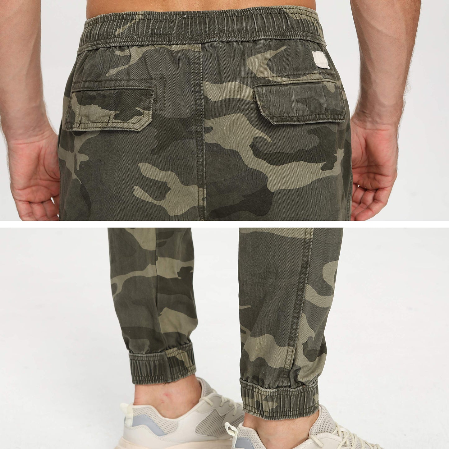 TRGPSG Men’s Joggers Pants Elastic Waist Camo Cargo Athletic Pants with Drawstring