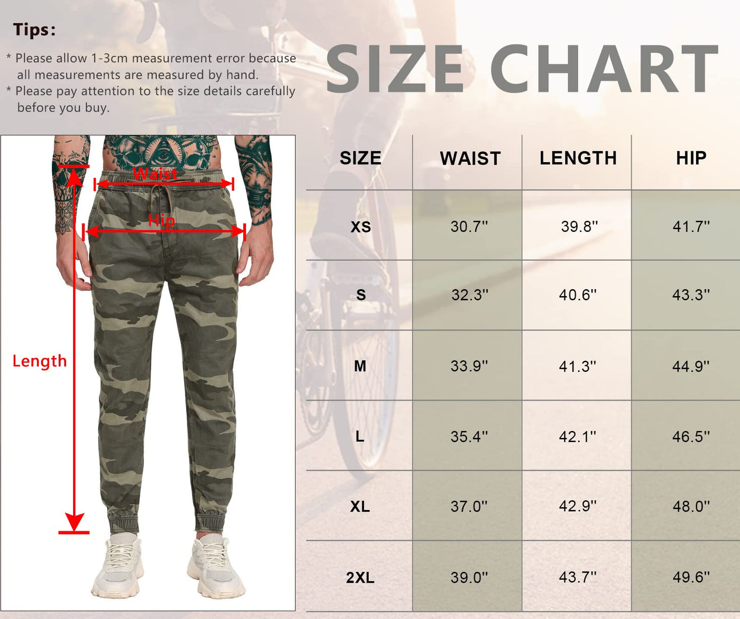 TRGPSG Men’s Joggers Pants Elastic Waist Camo Cargo Athletic Pants with Drawstring