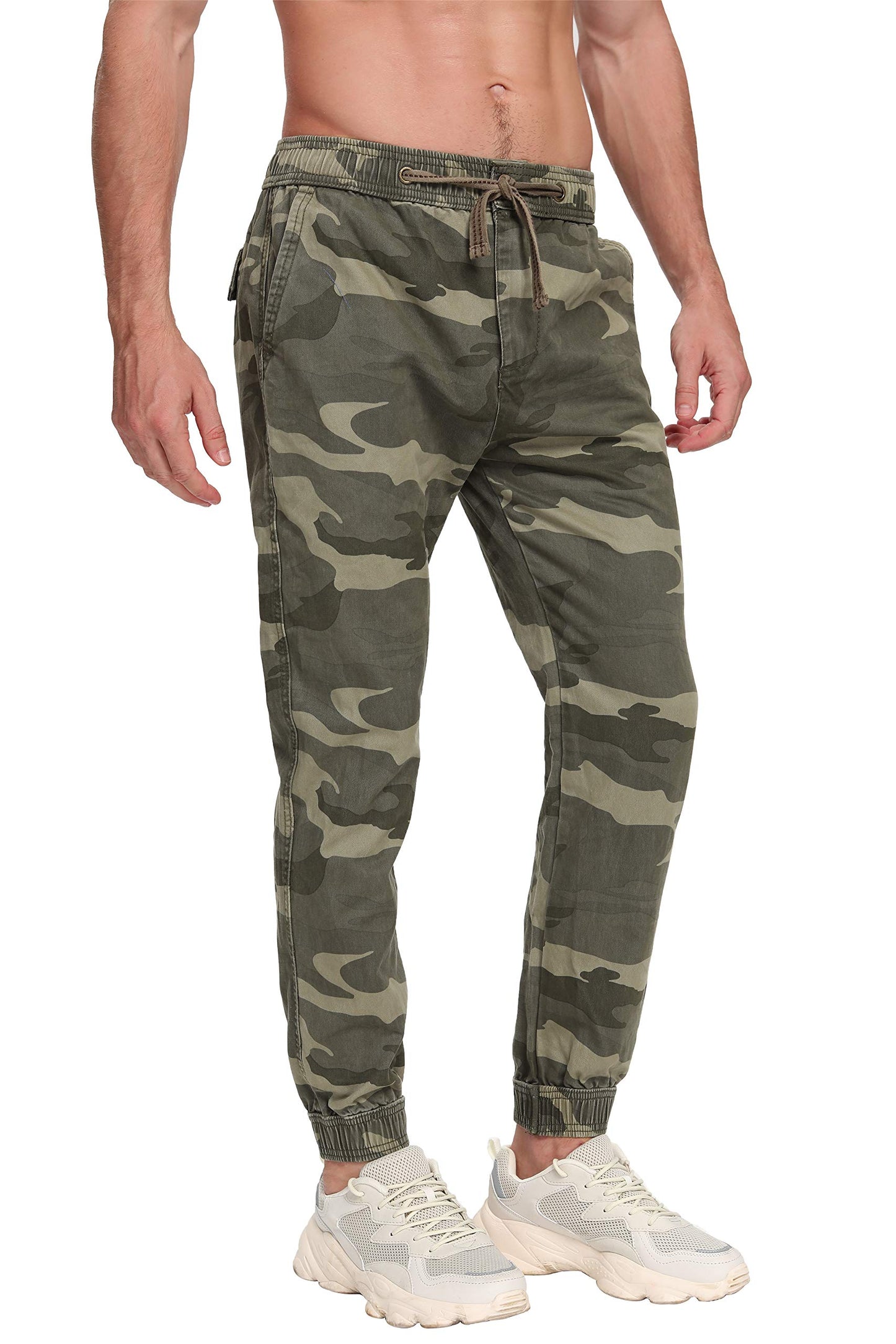 TRGPSG Men’s Joggers Pants Elastic Waist Camo Cargo Athletic Pants with Drawstring