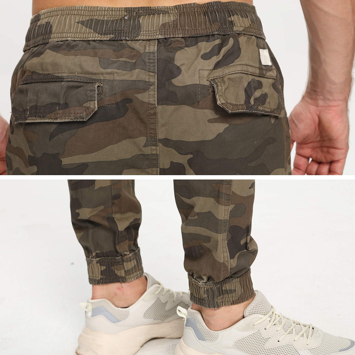 TRGPSG Men’s Joggers Pants Elastic Waist Camo Cargo Athletic Pants with Drawstring