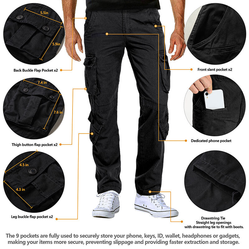 TRGPSG Men's Casual Relaxed Fit Cargo Pants with Pockets, Outdoor Camo Cotton Work Pants for Men