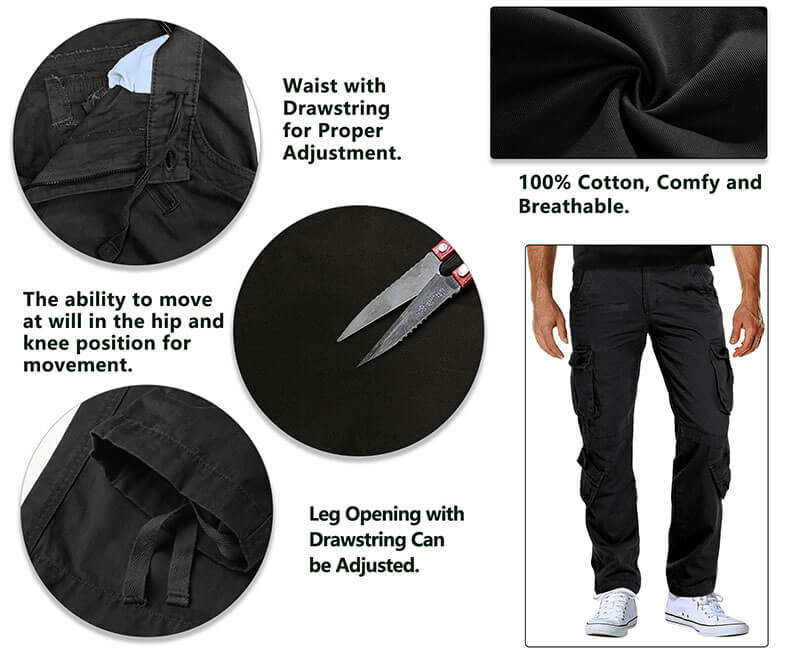 TRGPSG Men's Casual Relaxed Fit Cargo Pants with Pockets, Outdoor Camo Cotton Work Pants for Men