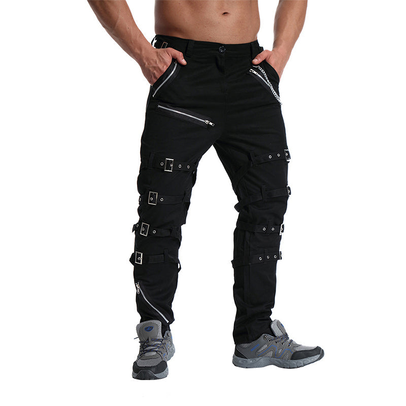 TRGPSG Men's Fashion Hiphop Rock Punk Gothic Pants Techwear Sport Hiking Riding Cotton Casual Cargo Pants