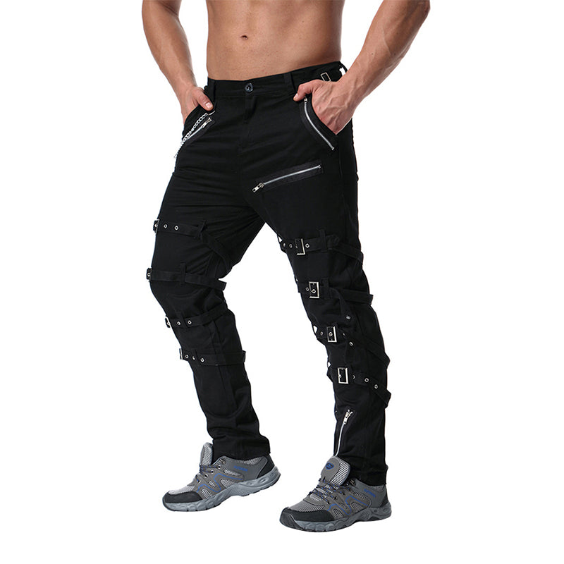 TRGPSG Men's Fashion Hiphop Rock Punk Gothic Pants Techwear Sport Hiking Riding Cotton Casual Cargo Pants