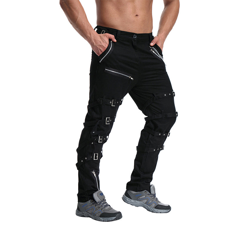 TRGPSG Men's Fashion Hiphop Rock Punk Gothic Pants Techwear Sport Hiking Riding Cotton Casual Cargo Pants