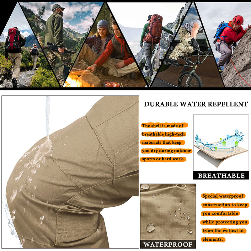 TRGPSG Men's Waterproof Hiking Pants,Scratch-Resistant Military Combat Tactical Pants,Outdoor Work BDU Cargo Pants Workwear