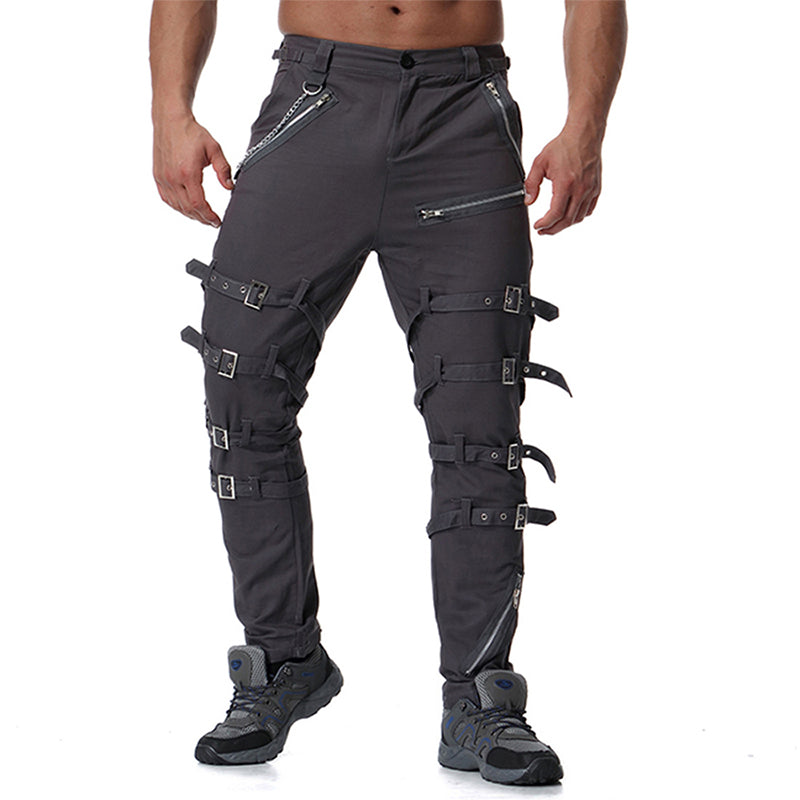 TRGPSG Men's Fashion Hiphop Rock Punk Gothic Pants Techwear Sport Hiking Riding Cotton Casual Cargo Pants