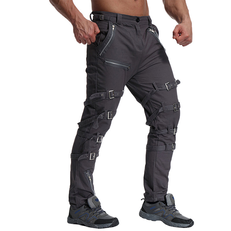 TRGPSG Men's Fashion Hiphop Rock Punk Gothic Pants Techwear Sport Hiking Riding Cotton Casual Cargo Pants