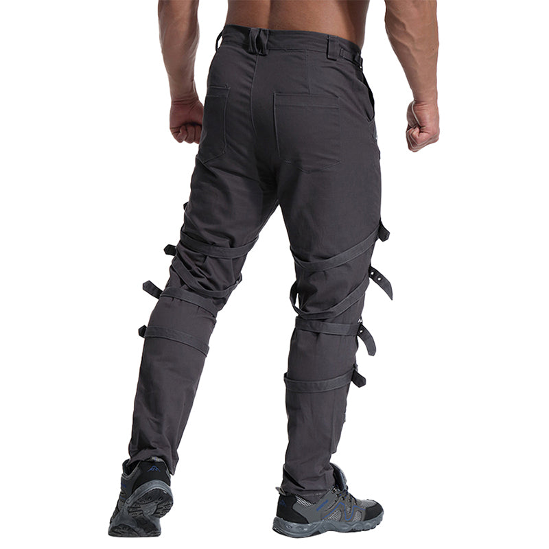 TRGPSG Men's Fashion Hiphop Rock Punk Gothic Pants Techwear Sport Hiking Riding Cotton Casual Cargo Pants