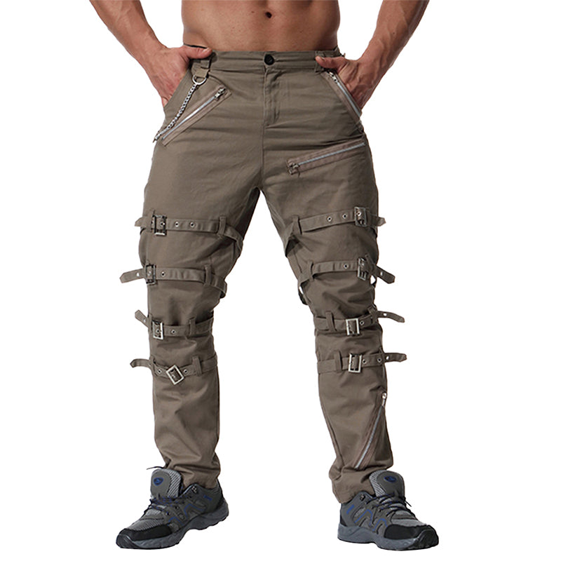 TRGPSG Men's Fashion Hiphop Rock Punk Gothic Pants Techwear Sport Hiking Riding Cotton Casual Cargo Pants