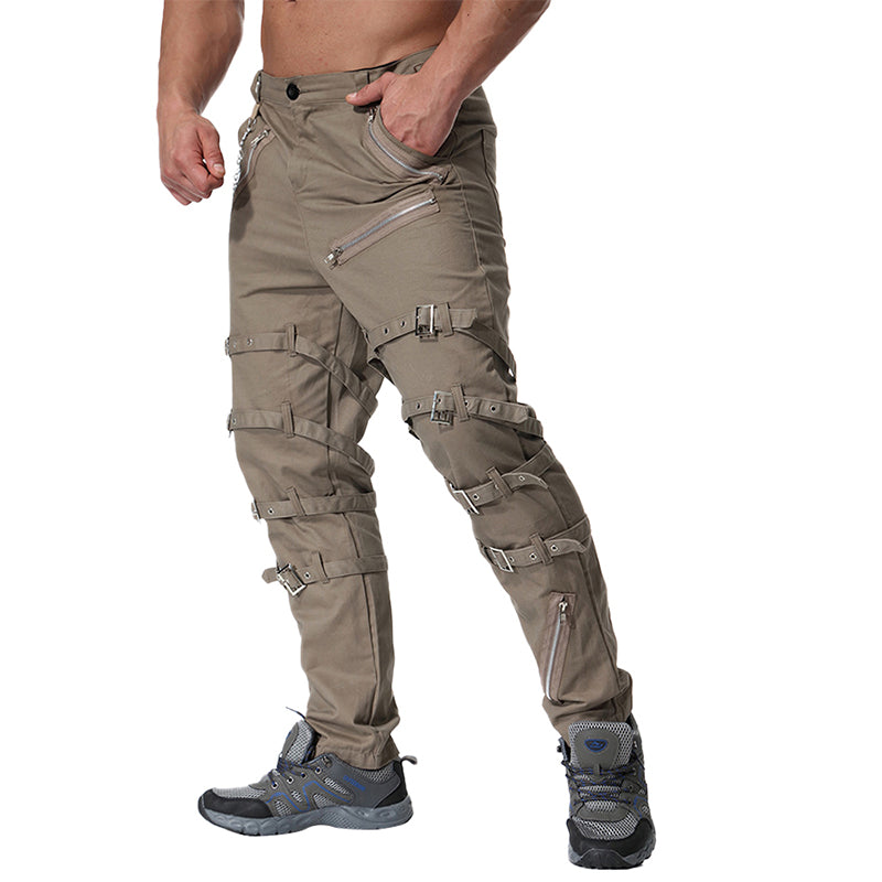 TRGPSG Men's Fashion Hiphop Rock Punk Gothic Pants Techwear Sport Hiking Riding Cotton Casual Cargo Pants