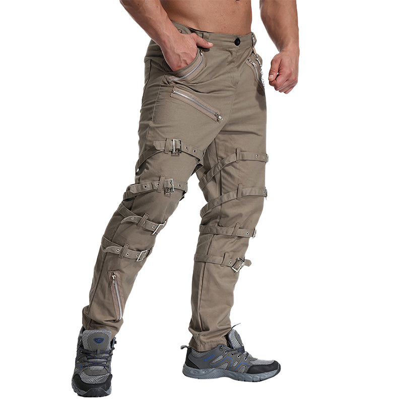 TRGPSG Men's Fashion Hiphop Rock Punk Gothic Pants Techwear Sport Hiking Riding Cotton Casual Cargo Pants