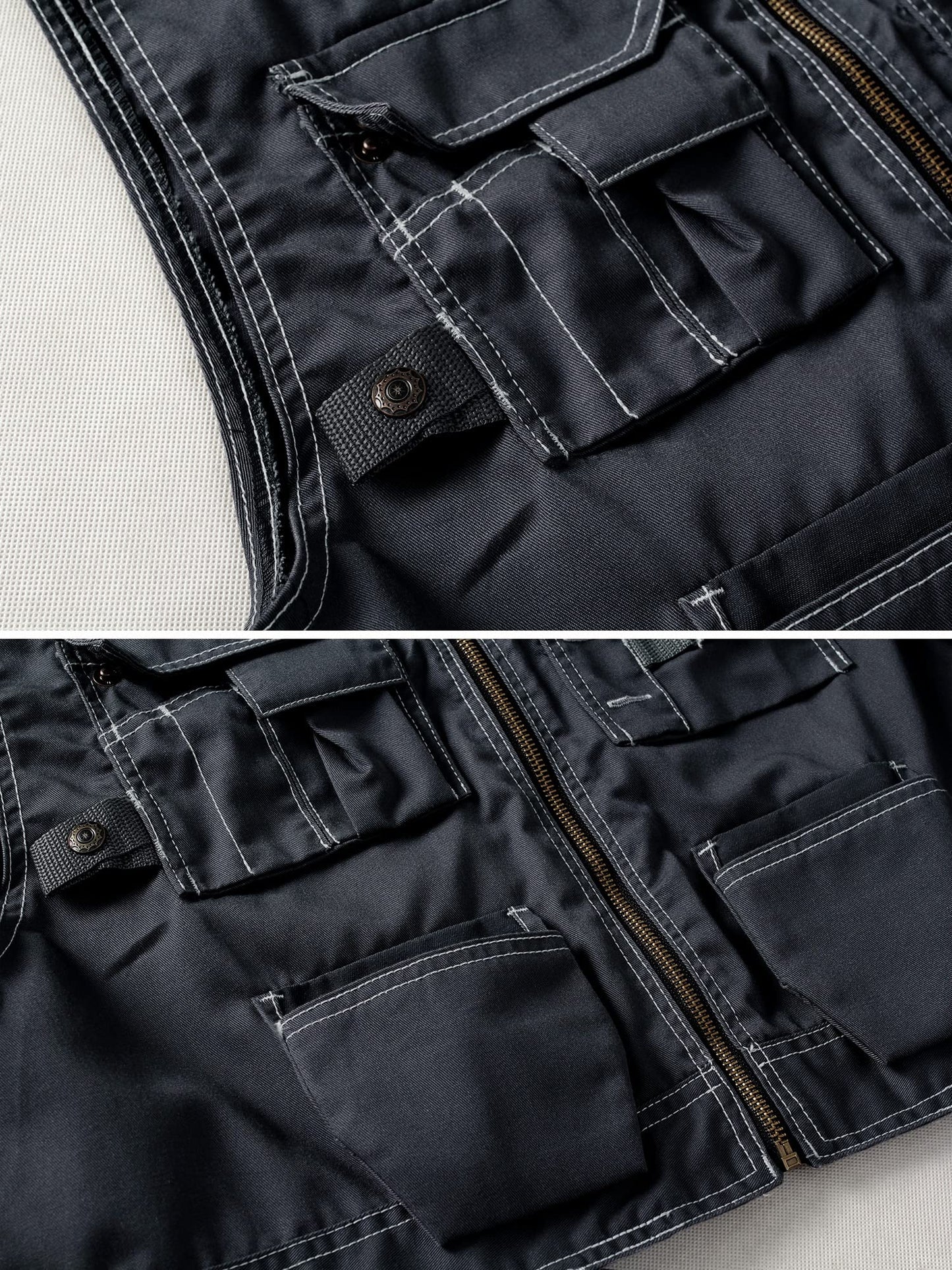 TRGPSG Men's Utility Vest with Multiple Pockets Tool Workwear