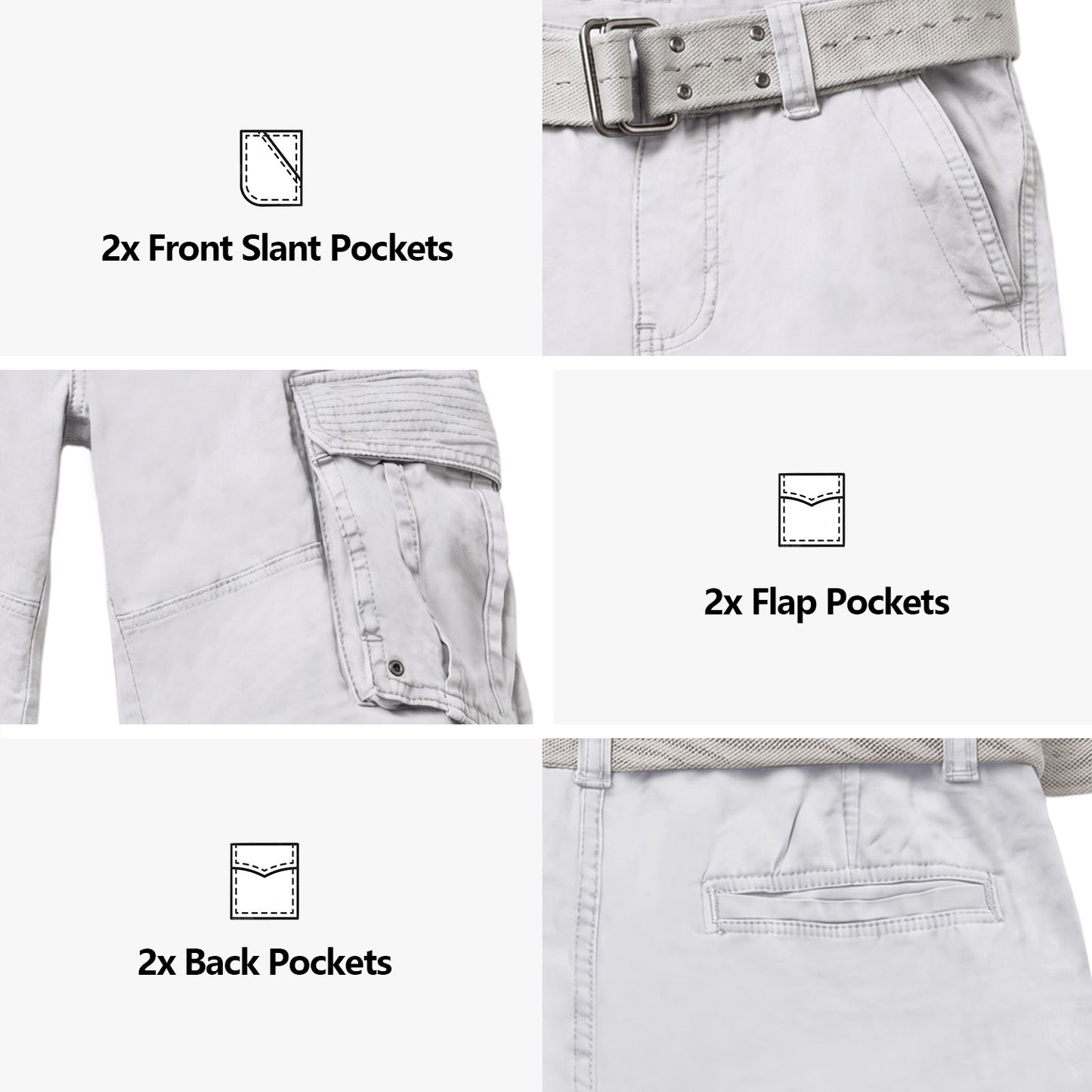 TRGPSG Men's Cargo Shorts,Work Shorts with 6-Pocket Classic All Cotton Hiking Shorts(No Belts)