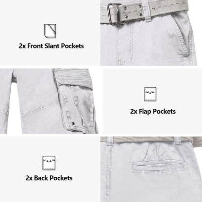 TRGPSG Men's Cargo Shorts,Work Shorts with 6-Pocket Classic All Cotton Hiking Shorts(No Belts)