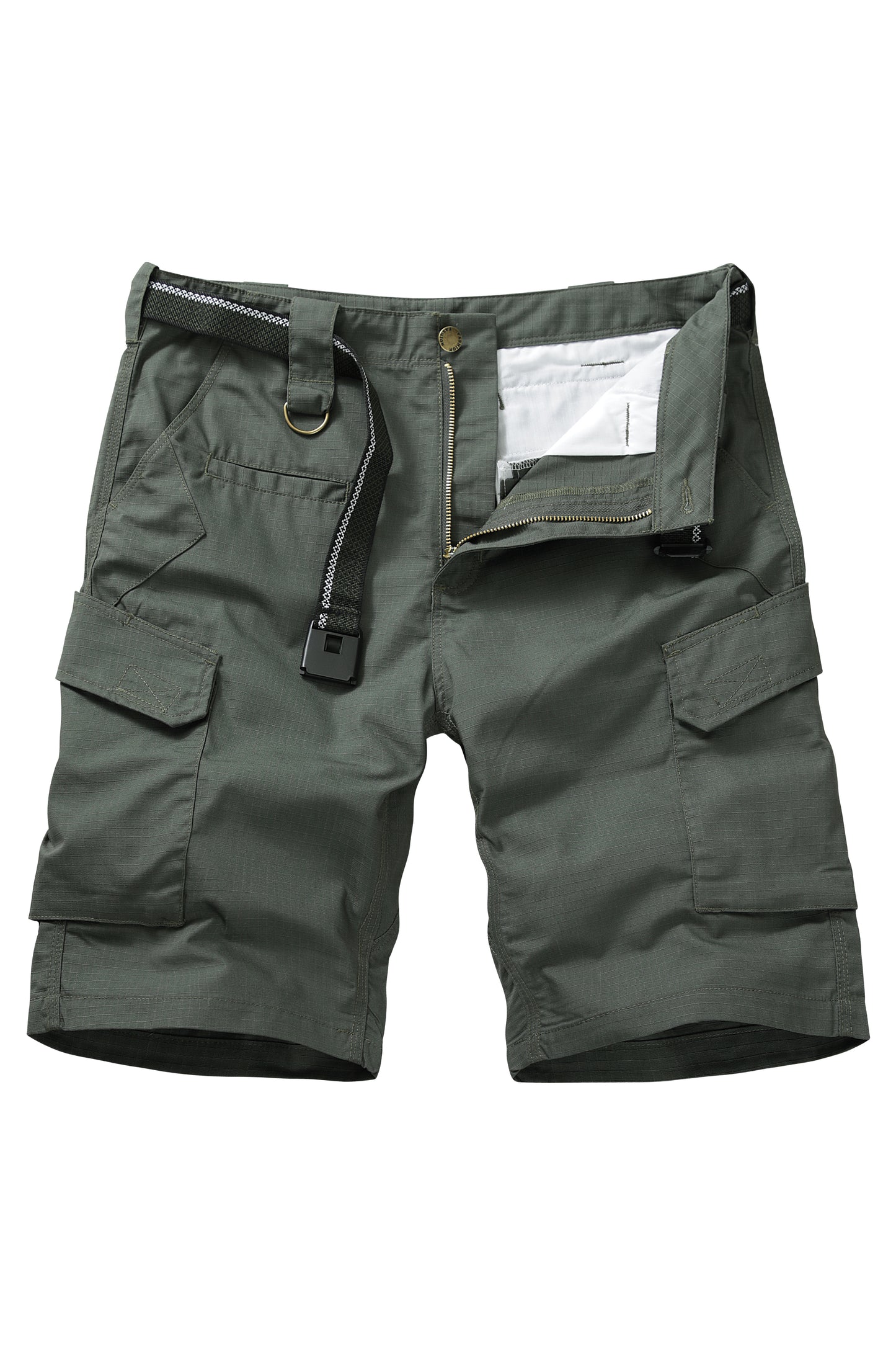 TRGPSG Men's Hiking Shorts Elastic Waist Tactical Work Shorts Lightweight Casual Fishing Cargo Shorts for Men with 6 Pockets