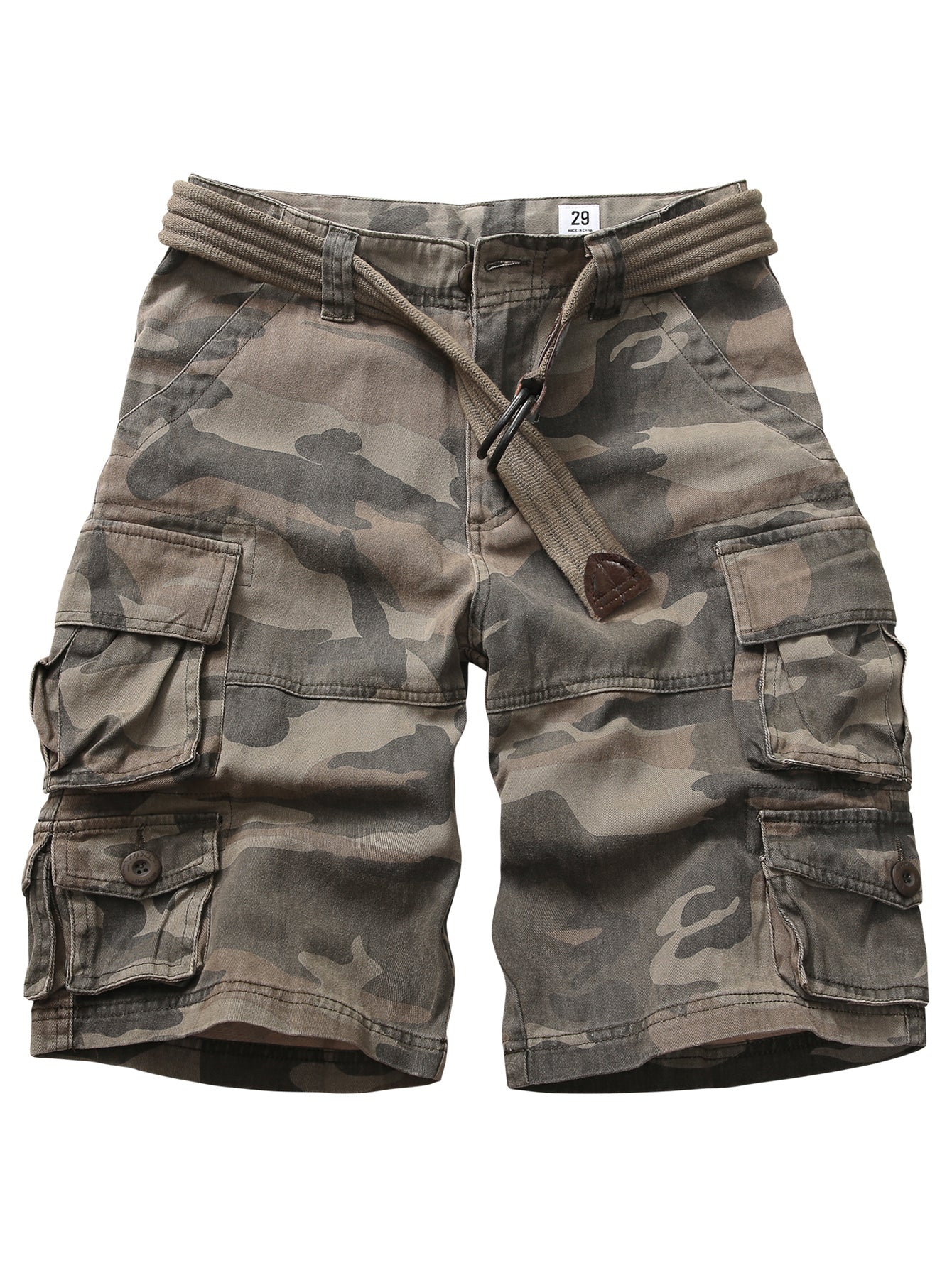 TRGPSG Men's Cargo Shorts with 9-Pockets, Comfort Camo Cotton Durability Shorts,Casual Cargo Style Work Shorts