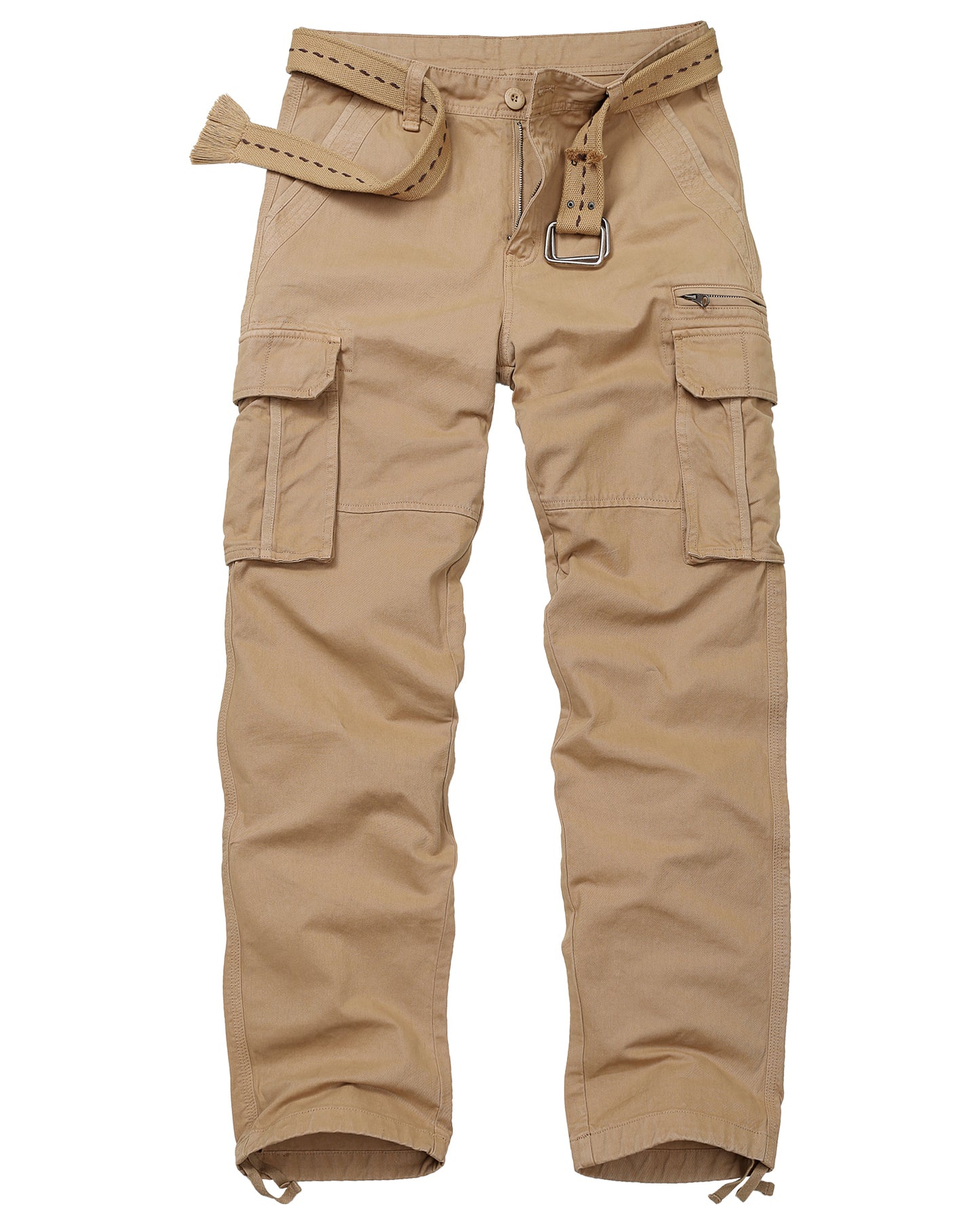 TRGPSG Cotton Comfort Cargo Pants For Men With 7 Pockets,Casual Relaxed Fit Work Pants(No Belts)