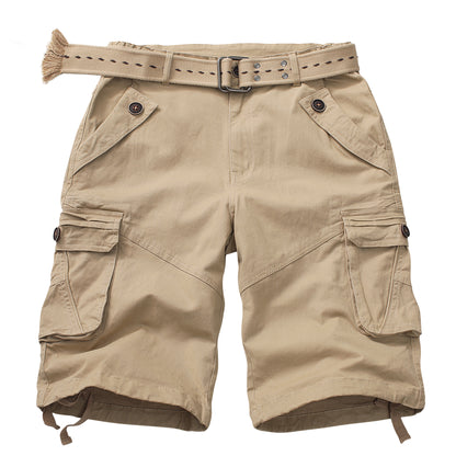 Women's Casual Fitted Multi-Pockets Twill Bermuda Cargo Shorts(No Belt)